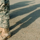 A soldier wearing the new combat boots included in the Army Combat Uniform in 2005 at Fort Stewart, Ga.
Erik S. Lesser/Getty Images